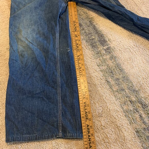 VINTAGE BLUE BELL SANFORIZED DENIM CARPENTER BIB OVERALLS ~34 X ~28 - Picture 7 of 11